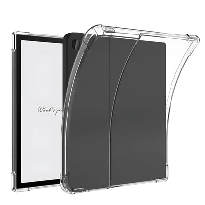Transparent airbag protection case for a 7-inch Xiaomi smartphone on a table.