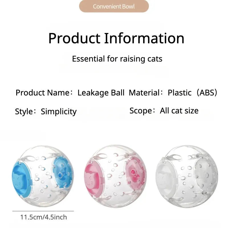 11.5cm diameter blue ABS plastic pet slow feeder ball for cats and small dogs