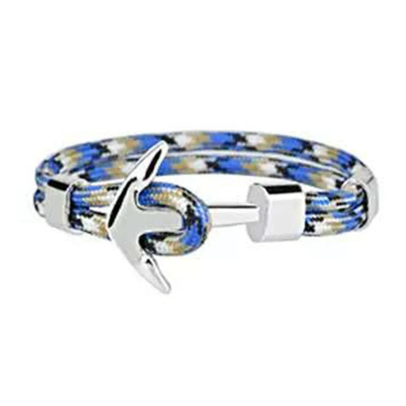 Stylish unisex anchor bracelet with hand strap, perfect for nautical fashion enthusiasts
