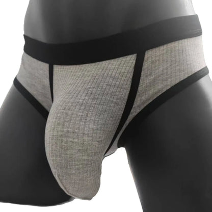 Men's triangle U-shaped bag underwear in viscose fabric showing solid colour options
