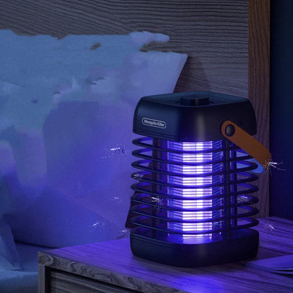 Electric Shock Mosquito Killer Lamp in yellow and black, featuring USB charging and plugin options