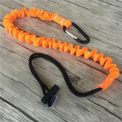 Orange 90cm fishing rod safety rope with connection hardware for 10kg fall protection