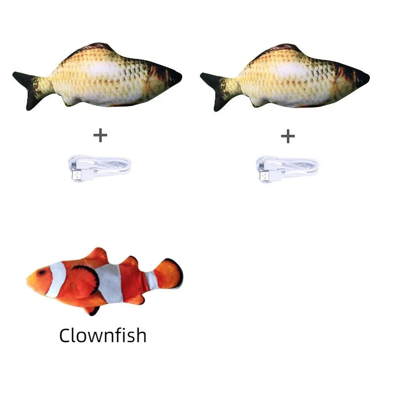 30cm multicolour electronic jumping fish cat toy with USB charging cable
