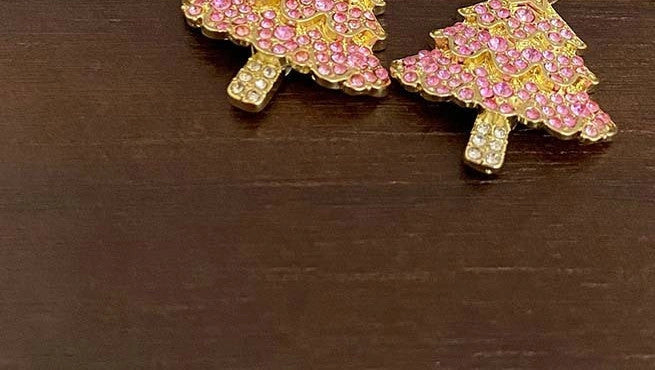 Elegant Christmas tree earrings with sparkling zircon for women, perfect for holiday parties.