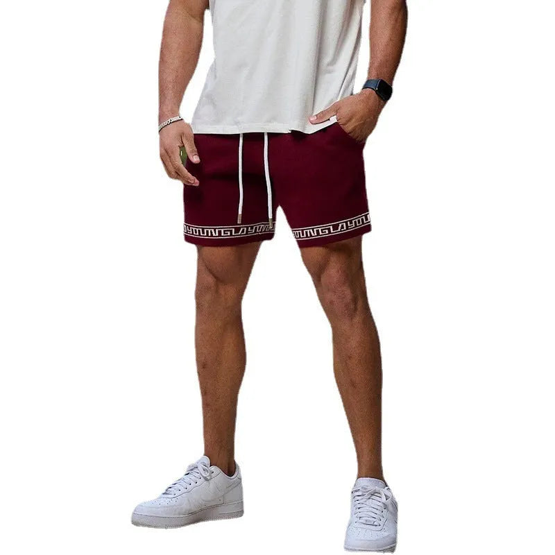 Men's underknee sports shorts in cotton-blend and polyester, mid-waist, loose fit, no liner, sizes S-2XL