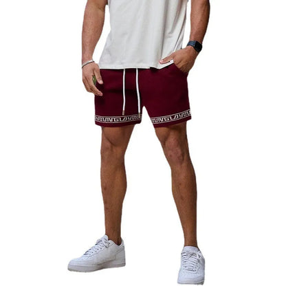 Men's underknee sports shorts in cotton-blend and polyester, mid-waist, loose fit, no liner, sizes S-2XL