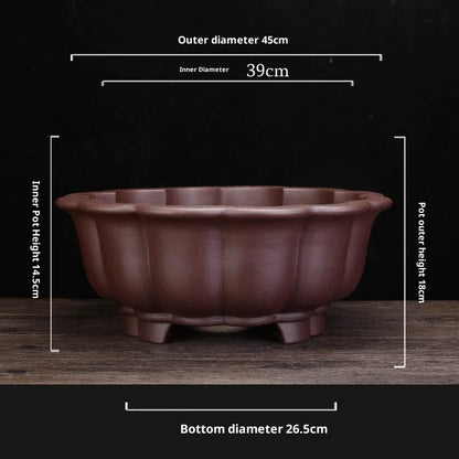 Large purple sand ceramic diamond flower pot for indoor bonsai and living room display
