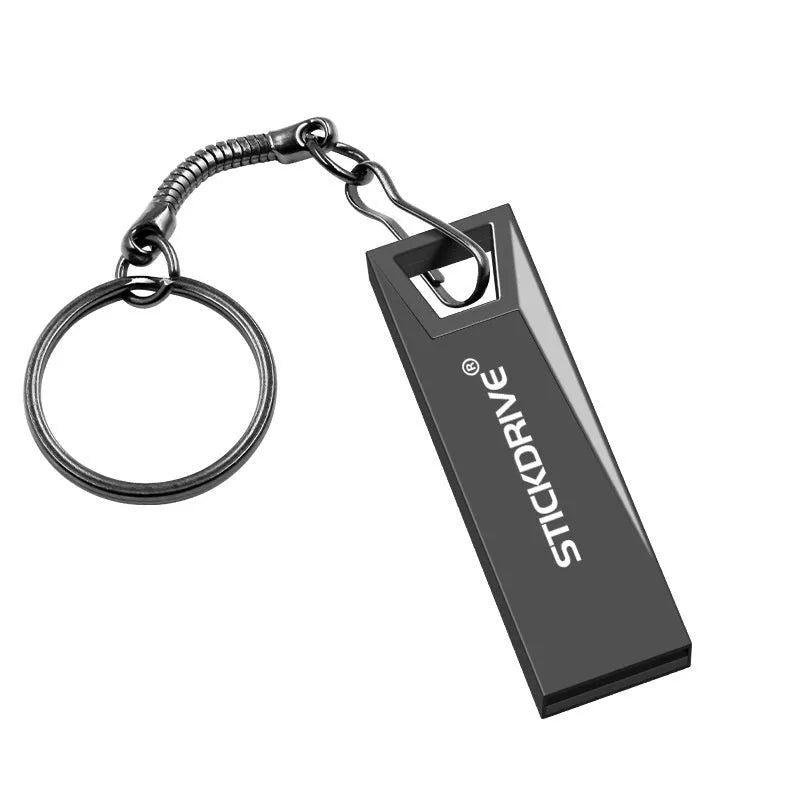 Metal USB flash drive with chain necklace in black or silver colours