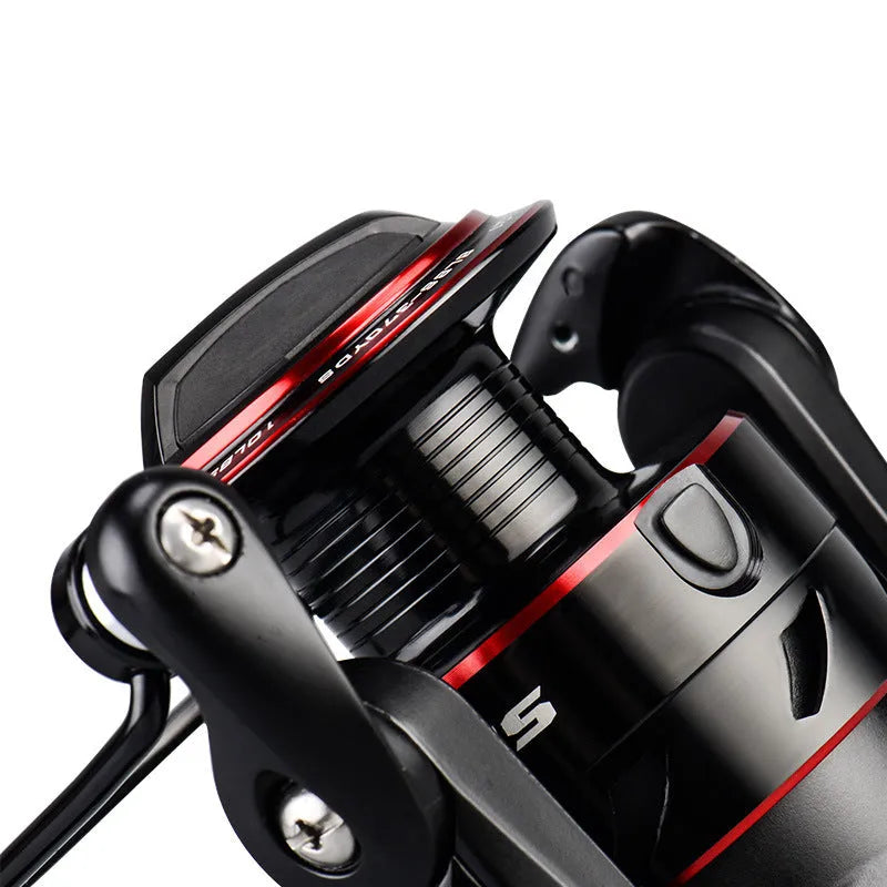 All-metal spinning fishing reel shown with series size options 2000, 3000, 4000, 5000.