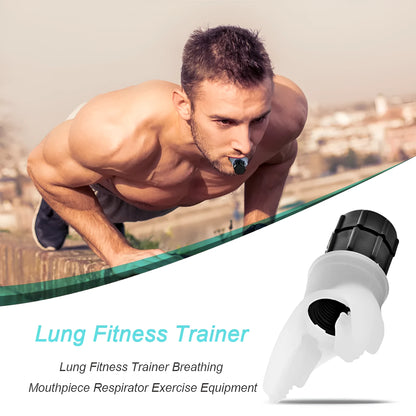 White and black adjustable resistance breathing trainer with silicone mouthpiece