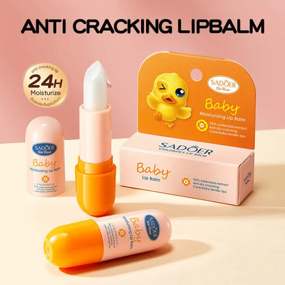 Anti-chapped lip moisturising lipstick tube with multiple formula variant labels