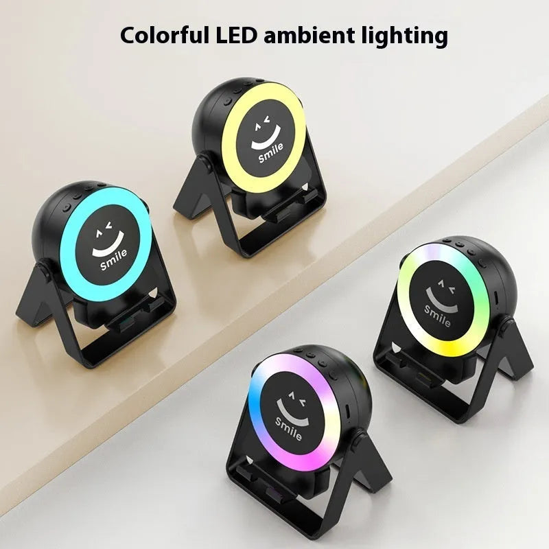 Black or white induction bracket Bluetooth speaker with LED lighting and waterproof construction