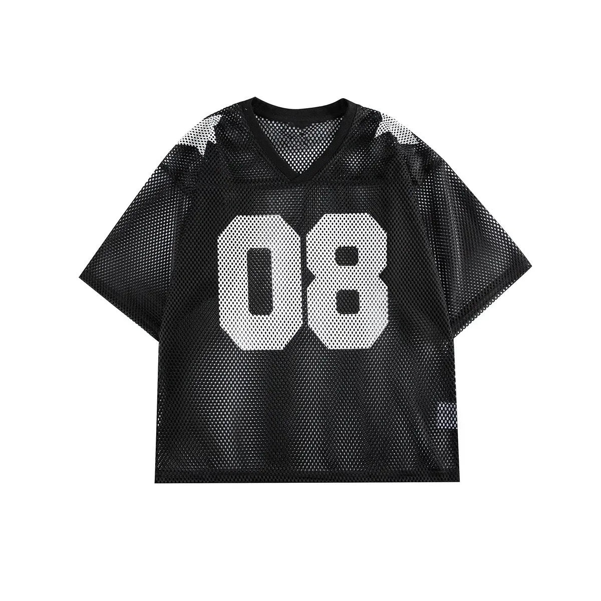 Black half sleeve loose fit shirt with white letter print, short sleeves, pullover style.