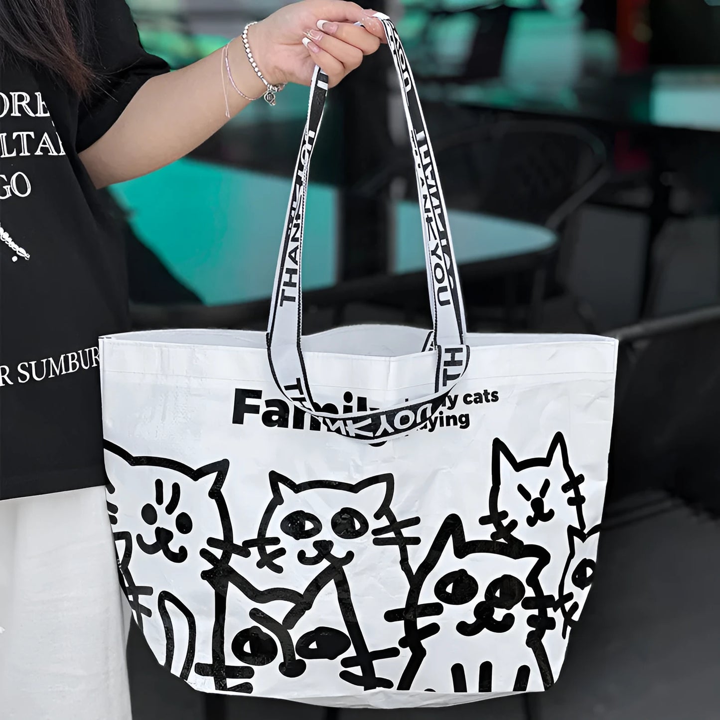 Waterproof woven handbag with snakeskin pattern colour printing for clothing and cosmetics organisation