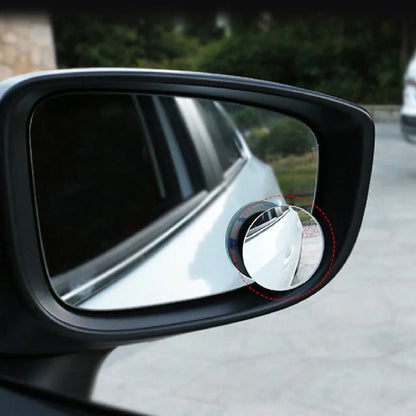 Two silver 5cm convex car blind spot mirrors with adjustable mounting