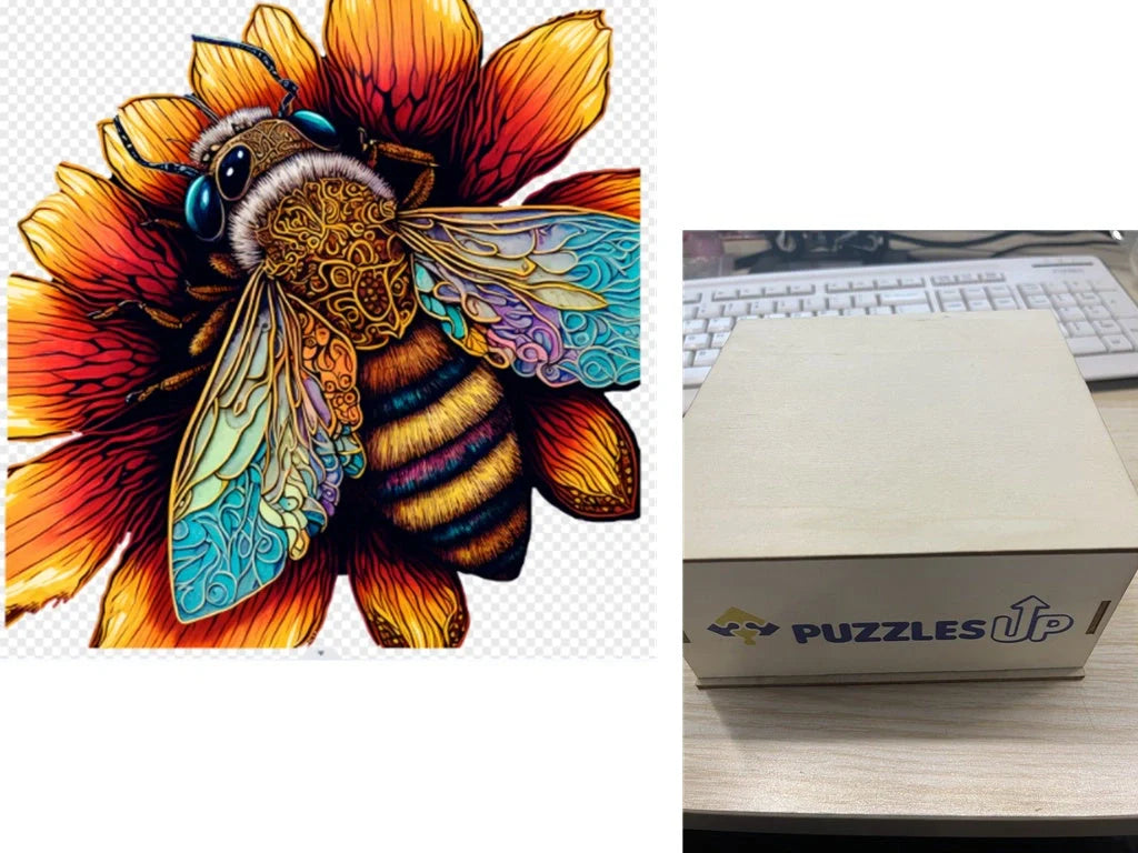 Animal Puzzle Set in A3 size with wooden storage box, vibrant animal designs for educational fun