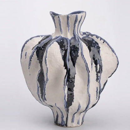 Moban celadon handmade ceramic vase with glass surface in blue and white sanitary ware colour