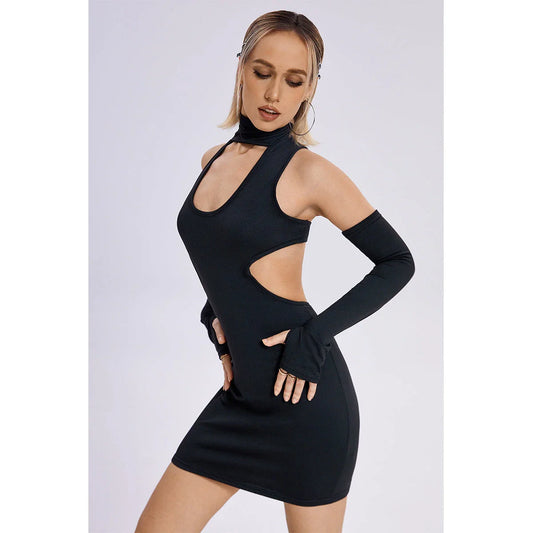 Chic and stylish sleeveless mini dress in black, perfect for summer events and nights out.