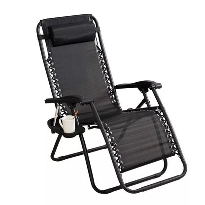 Nap Deck Chair Office with black metal frame and Teslin woven seat