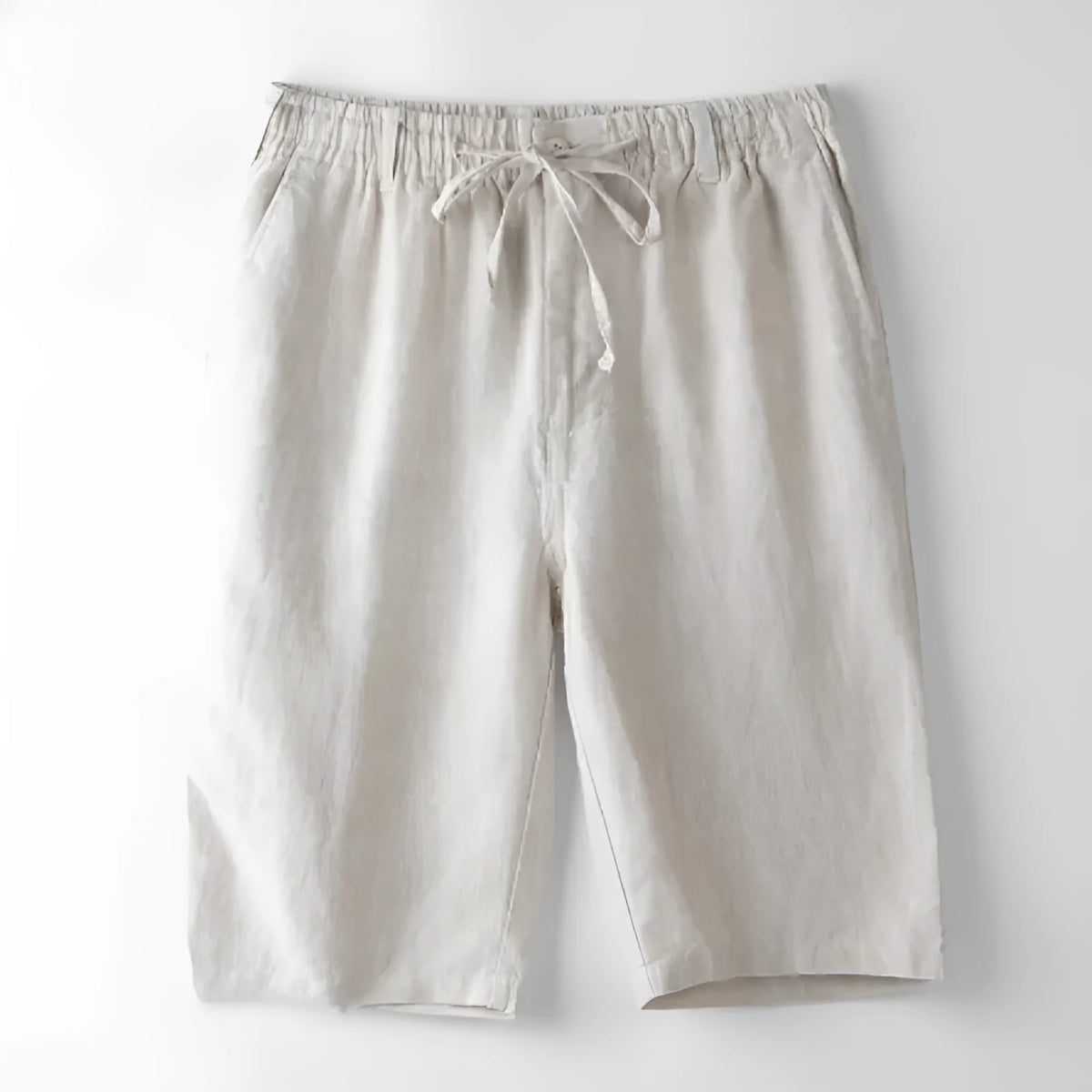 Men's thin linen casual beach shorts in a loose straight-leg cut, shown in one of six colours