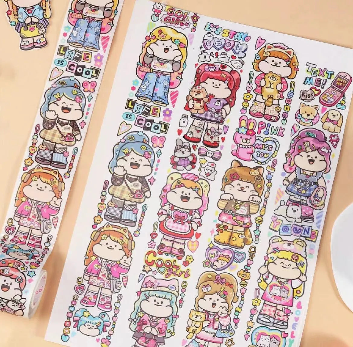 Haemorrhoid tape packaging stickers with cartoon characters, 42 styles, Japanese paper, 5 cm size
