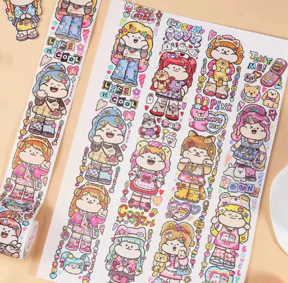 Haemorrhoid tape packaging stickers with cartoon characters, 42 styles, Japanese paper, 5 cm size
