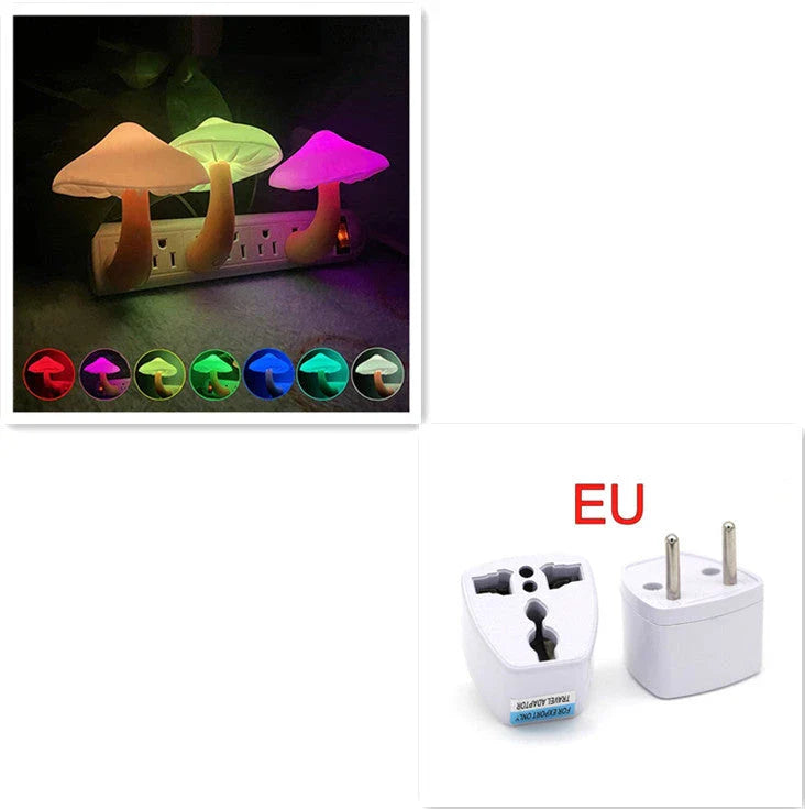 Dimmable mushroom-shaped LED night light with sensor - provides warm white glow for bedroom, nursery, and home decor
