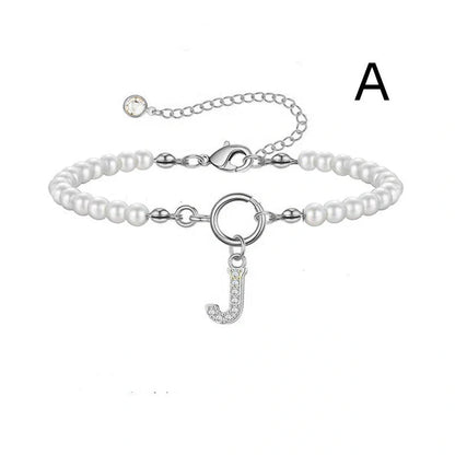 2024 Fashion Toggle Clasp Initial Bracelet with 6mm Pearl
