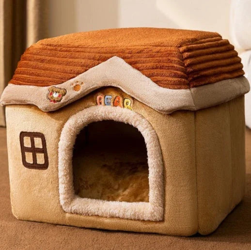Cozy and Foldable Pet Bed for Dogs and Cats: Premium Synthetic Fur, Self-Warming, and Non-Slip Design