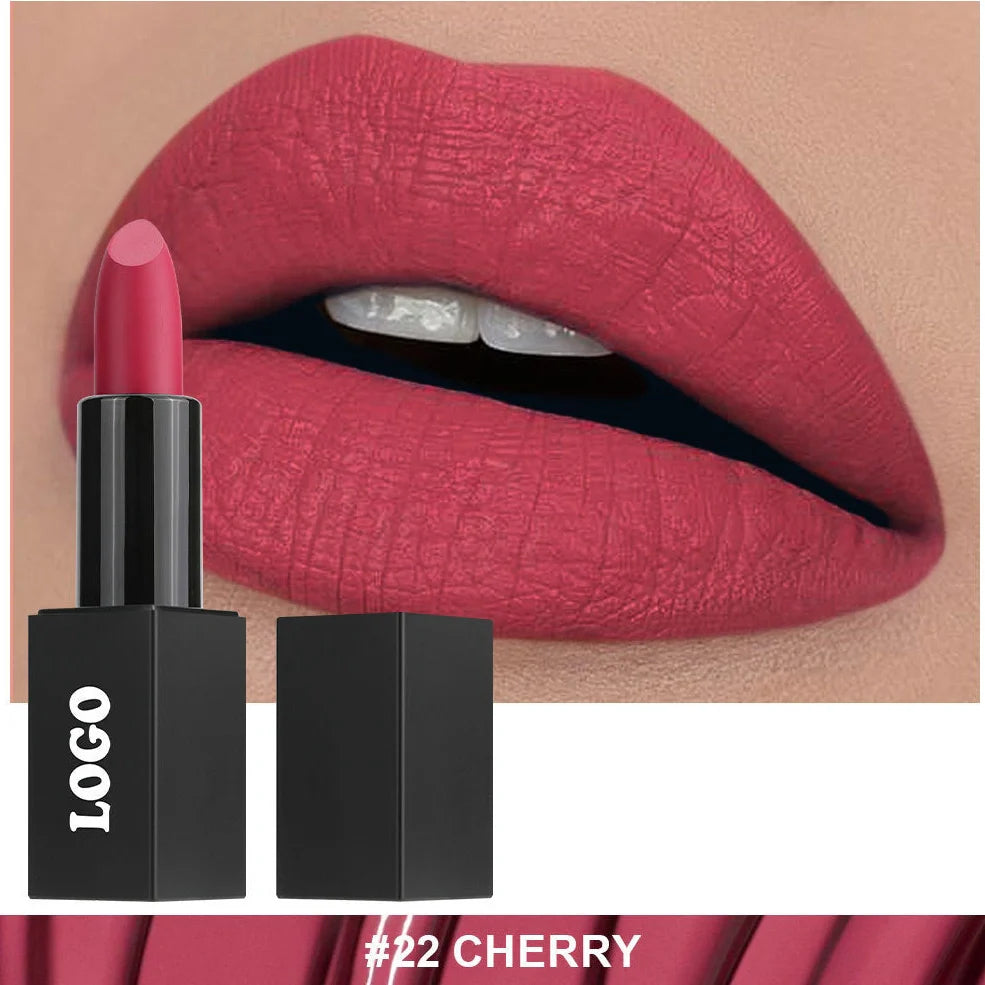 Beauty Does Not Fade waterproof matte lipstick in standard case with anti-discoloration technology