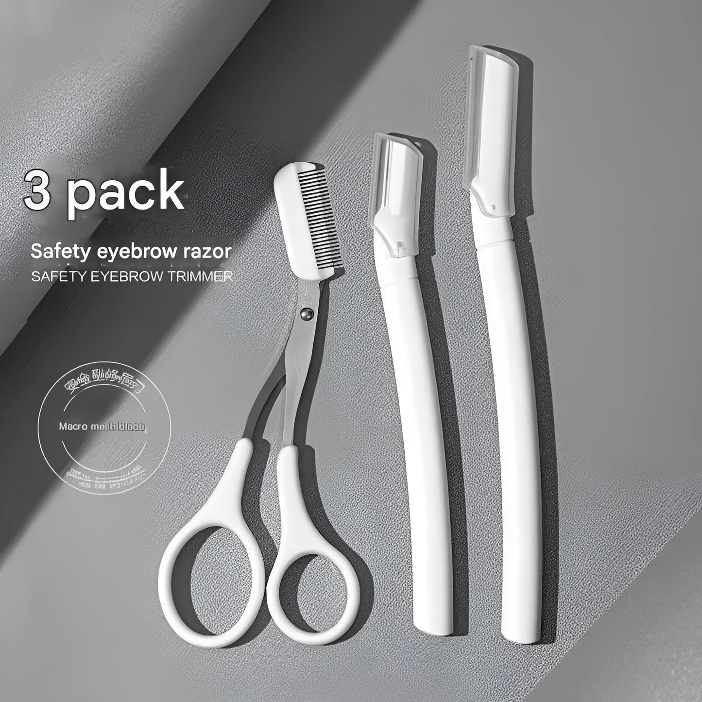 Eyebrow trimmer kit with safety blade for precise brow grooming