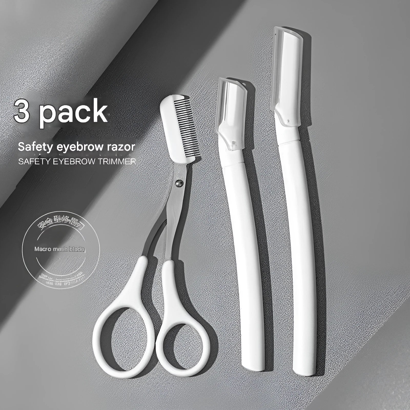 Eyebrow trimmer kit with safety blade for precise brow grooming
