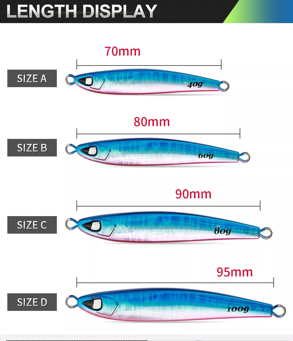 Sea Fishing Long Shot Iron Bait in various colours and weights