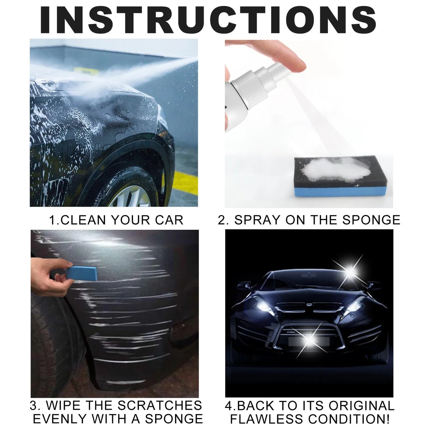 Car scratch removal spray kit for paint surface repair in 30ml, 50ml and 100ml capacities