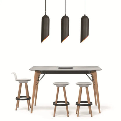 Retro iron art chandelier in matte black finish, showing simple design with clean lines for ceiling mounting.