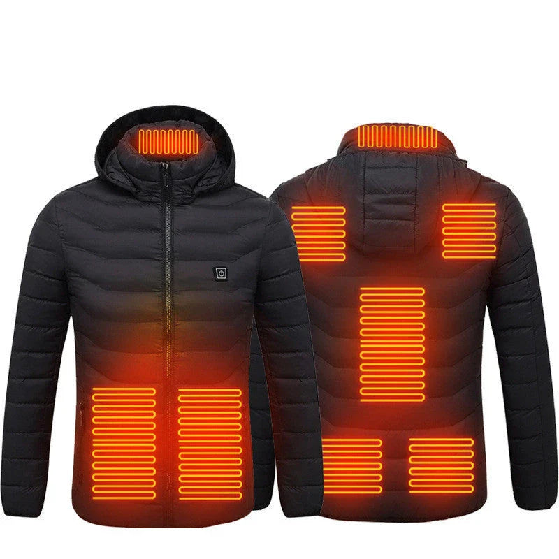 Cozy and stylish electric heated winter jacket with USB charging and adjustable temperature settings