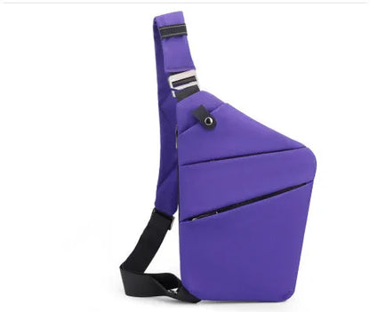 Canvas chest bag 31x20x1cm, 190g, one-shoulder crossbody with anti-radiation fabric inside, smoke black or silver grey