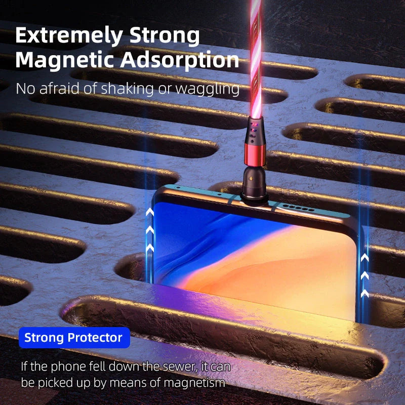 540 Rotate Luminous Magnetic Cable with LED lights and fast charging