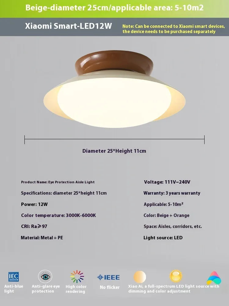 Flying saucer ceiling lamp in cream style with iron shade, available in 25cm or 45cm diameter and six colours