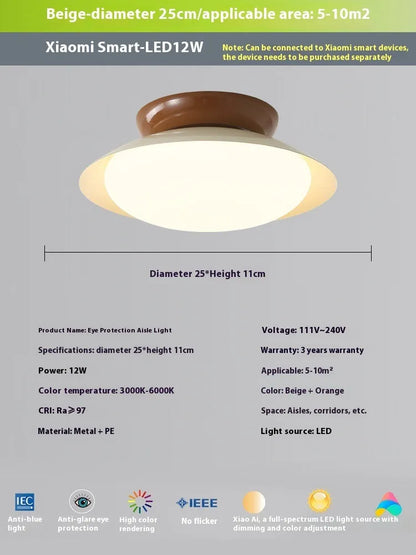 Flying saucer ceiling lamp in cream style with iron shade, available in 25cm or 45cm diameter and six colours