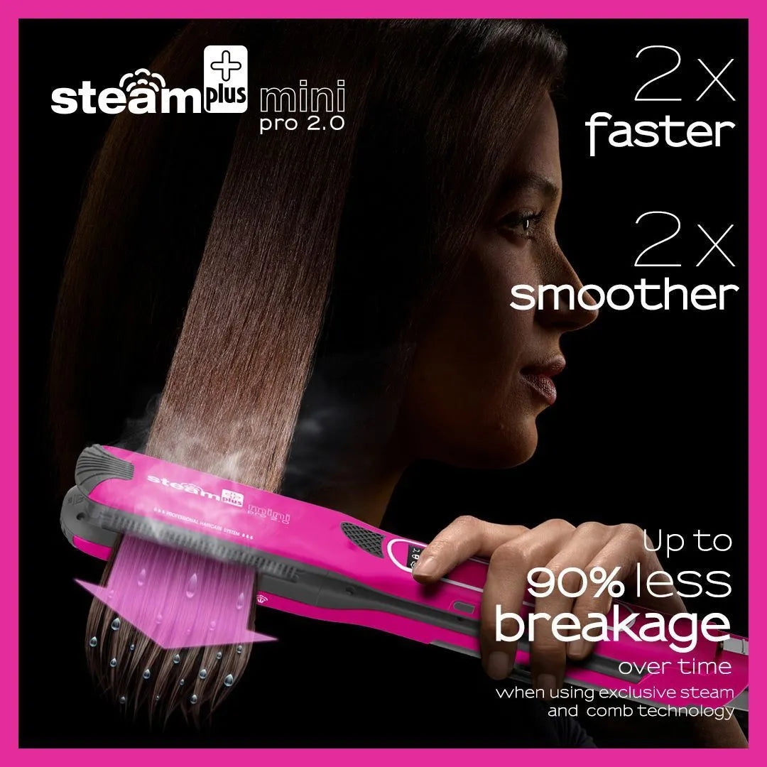Mini steam splint spray hair straightener in champagne, purple, or rose red colour.