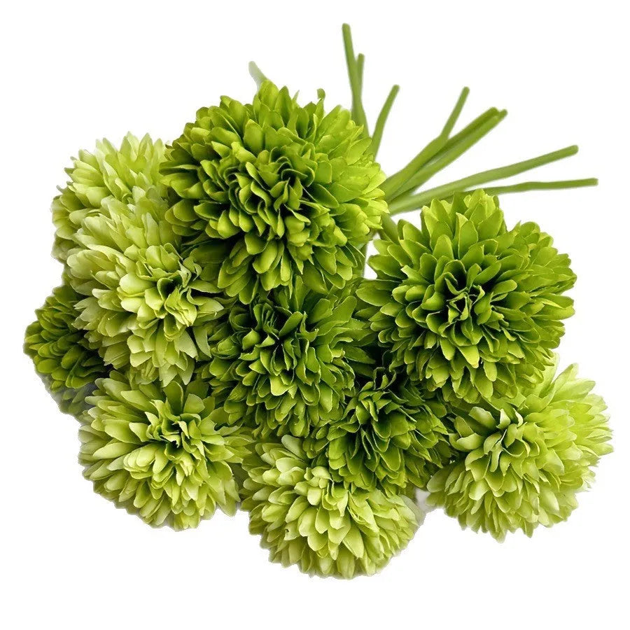 Silk artificial flower desktop decoration in green colour options measuring 20cm tall