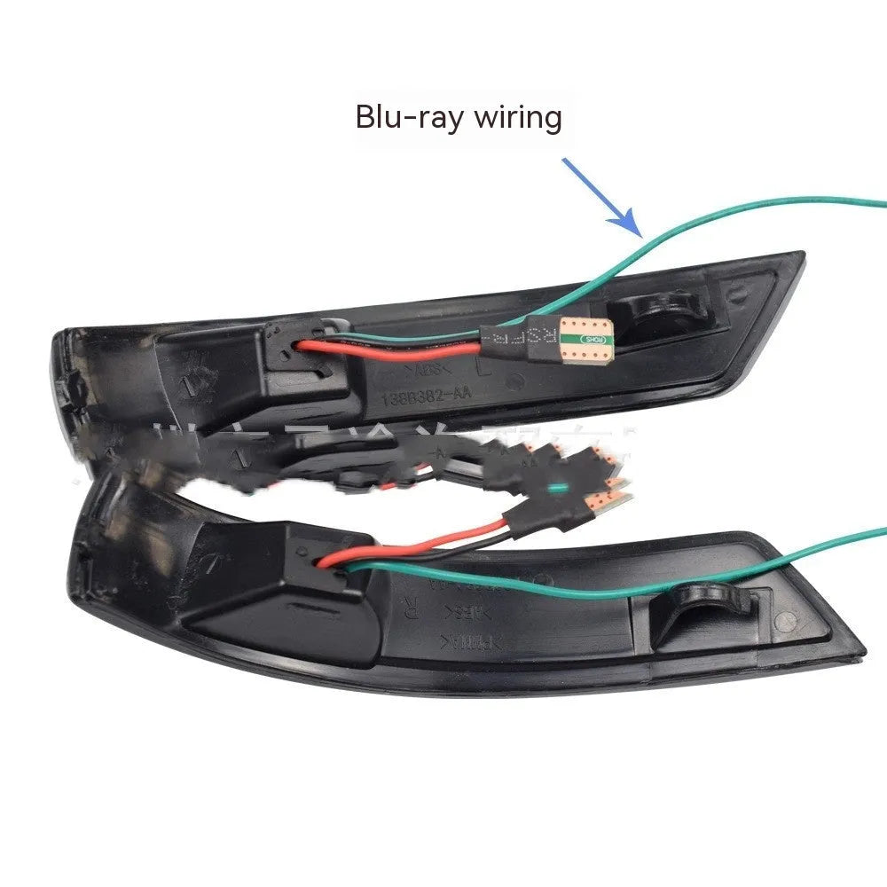 Ford Focus and Mondeo rearview mirror LED waterfall light kit in yellow or yellow and blue two-tone