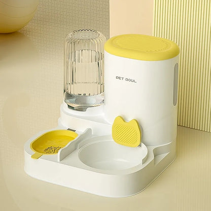 Automatic cat water fountain with dual stainless steel bowls in avocado green colour
