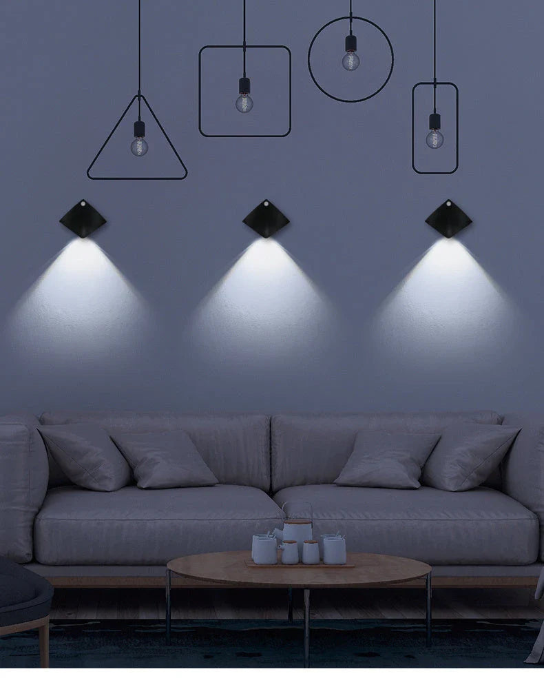 Motion-activated wireless LED wall lamp with adjustable sensor and long-lasting battery for hands-free home decor lighting