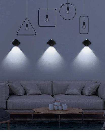 Motion-activated wireless LED wall lamp with adjustable sensor and long-lasting battery for hands-free home decor lighting