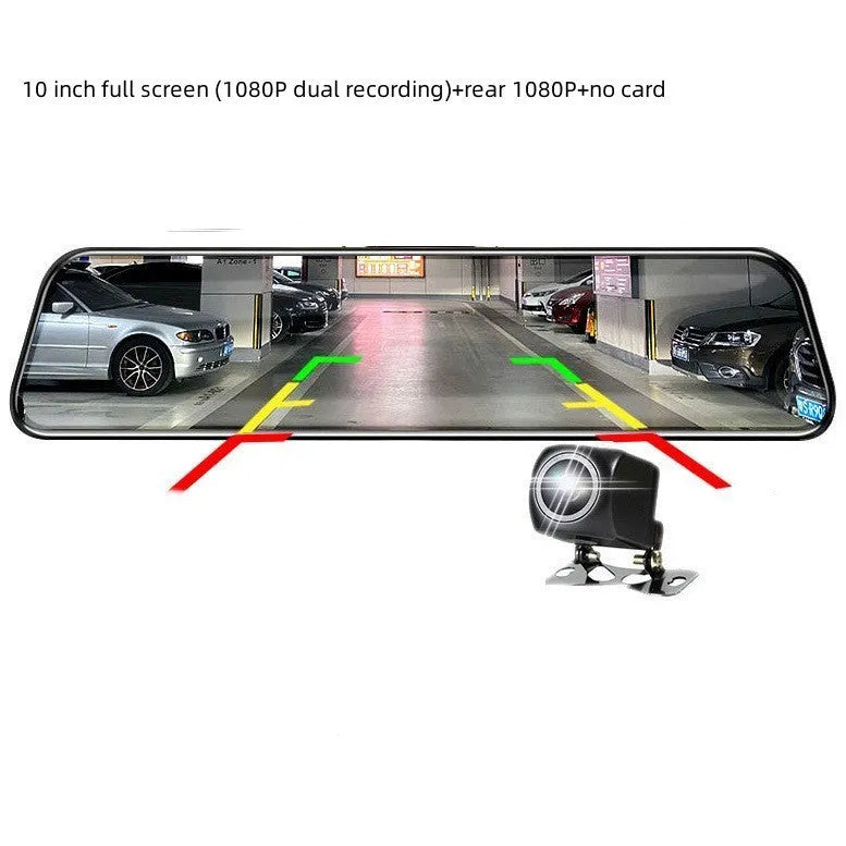 10-inch full screen car dash camera with front and rear 1080p recording on touch screen display