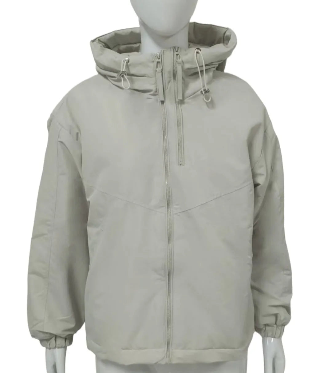 Women's loose-fit hooded shell jacket in black, grey, or purple.