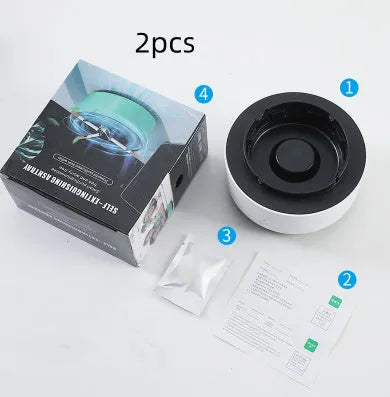 Portable automatic air purifier ashtray with negative ion technology for smoke removal