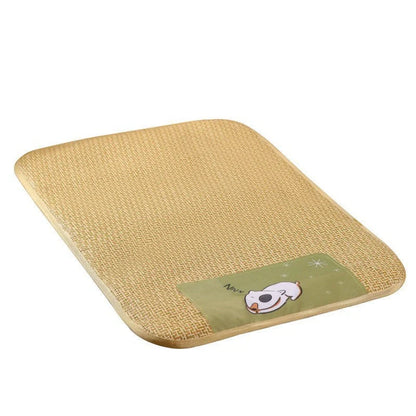 Cooling rattan pet mat for dogs and cats with sponge layer, available in five sizes